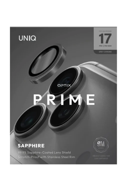 Uniq iPhone 17 Pro Max Optix Çelik Çerçeveli Sapphire Kamera Lens Koruyucu
