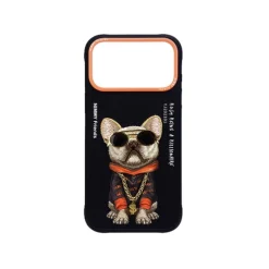 NIMMY iPhone 17 Pro Max Uyumlu Gerçek Nakış Gözlük ve Zincir Desenli Glasses Serisi Little Rich Tycoon Telefon Kılıfı